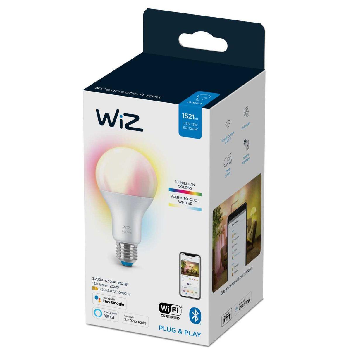 Лампа светодиодная диммируемая WiZ E27 13W RGB+CCT матовая Wi-FiBLE100WA67E27922-65RGB1PF/6 929002449702 