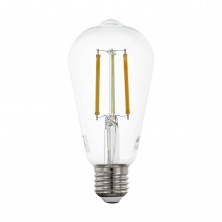 Лампа светодиодная филаментная диммируемая Eglo E27 6W 2200-6500K прозрачная 12577